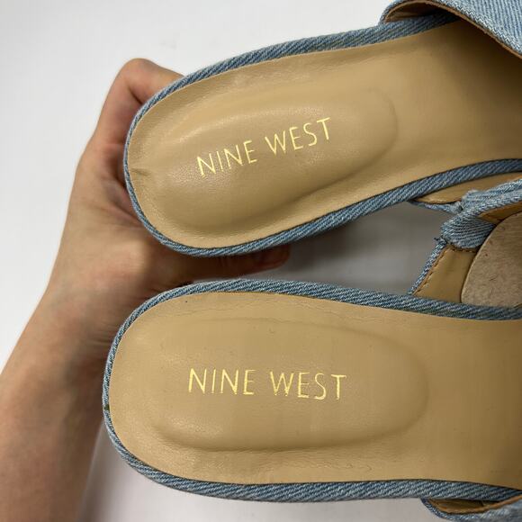 Nine West Women's Shoes Wylow Open Toe Size 9.5 Denim Blue - Picture 5 of 13